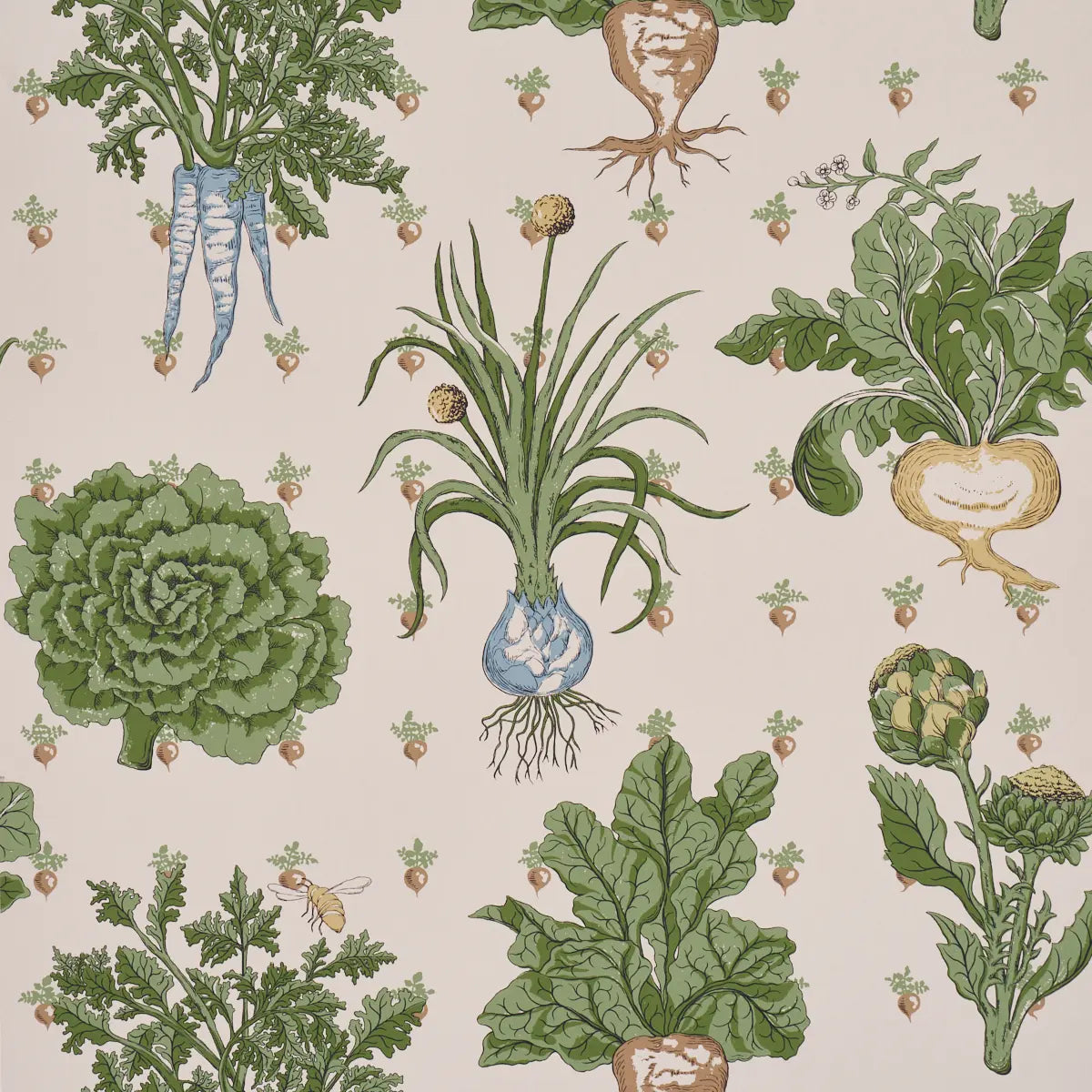 Green Grocer Wallpaper - Parchment