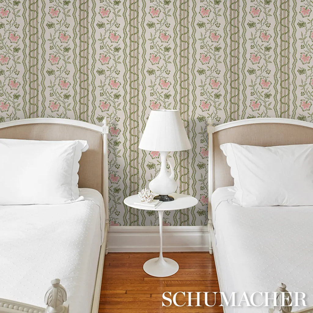Parvati Floral Stripe Wallpaper in an interior setting