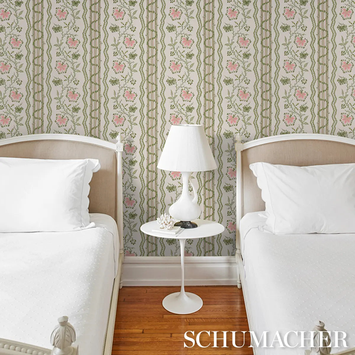 Parvati Floral Stripe Wallpaper in an interior setting