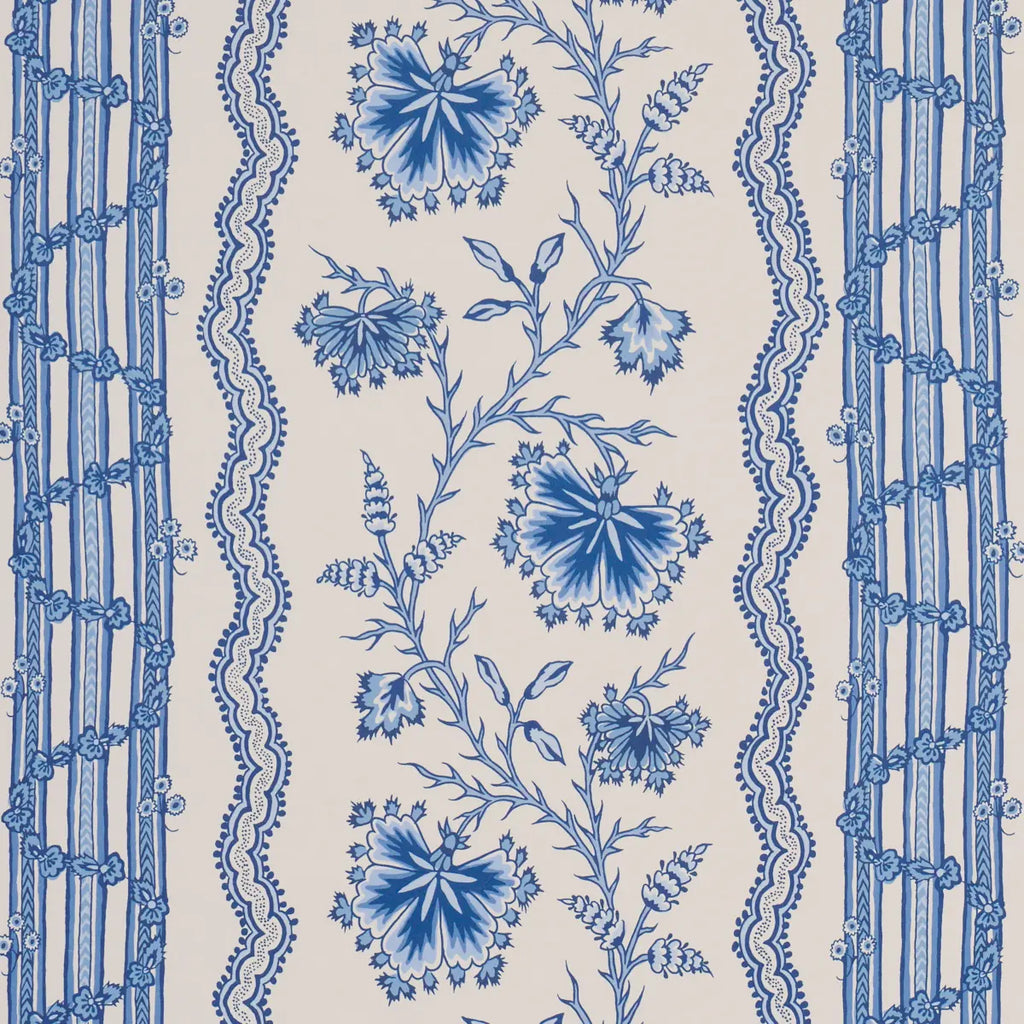 Parvati Floral Stripe Wallpaper - Delft