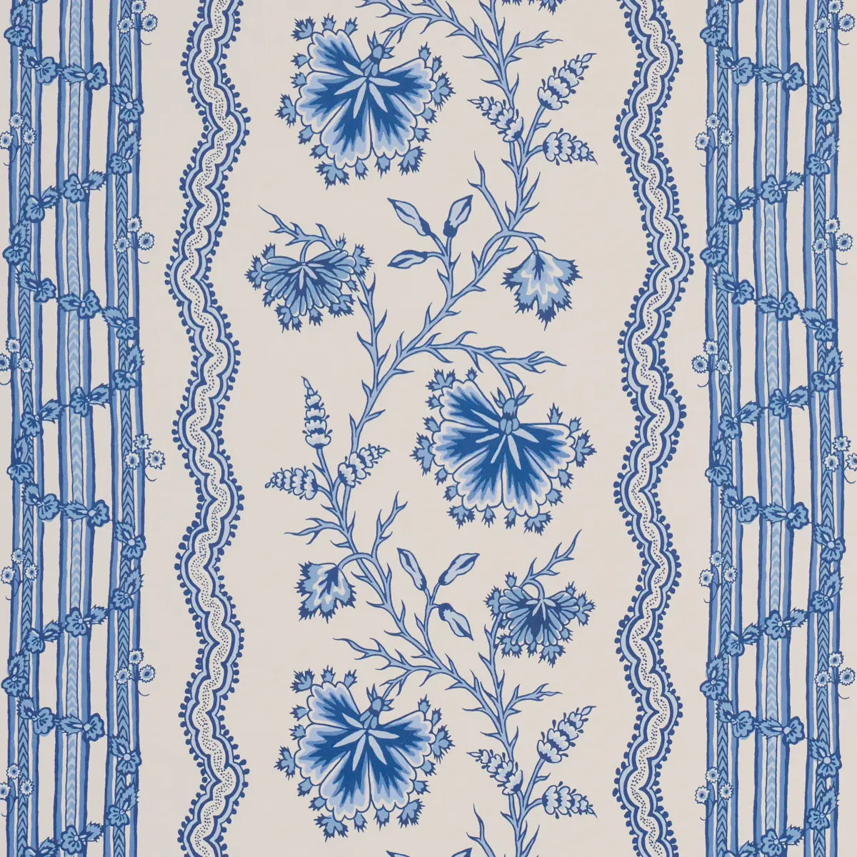Parvati Floral Stripe Wallpaper - Delft