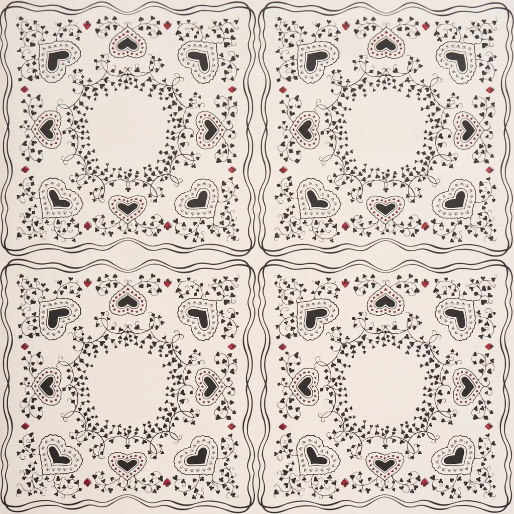 Garden Of Hearts Wallpaper - Black & Ivory