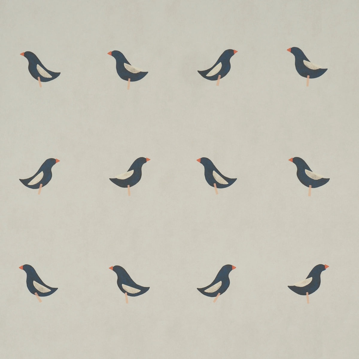 Birds Print Wallpaper - Black On Natural