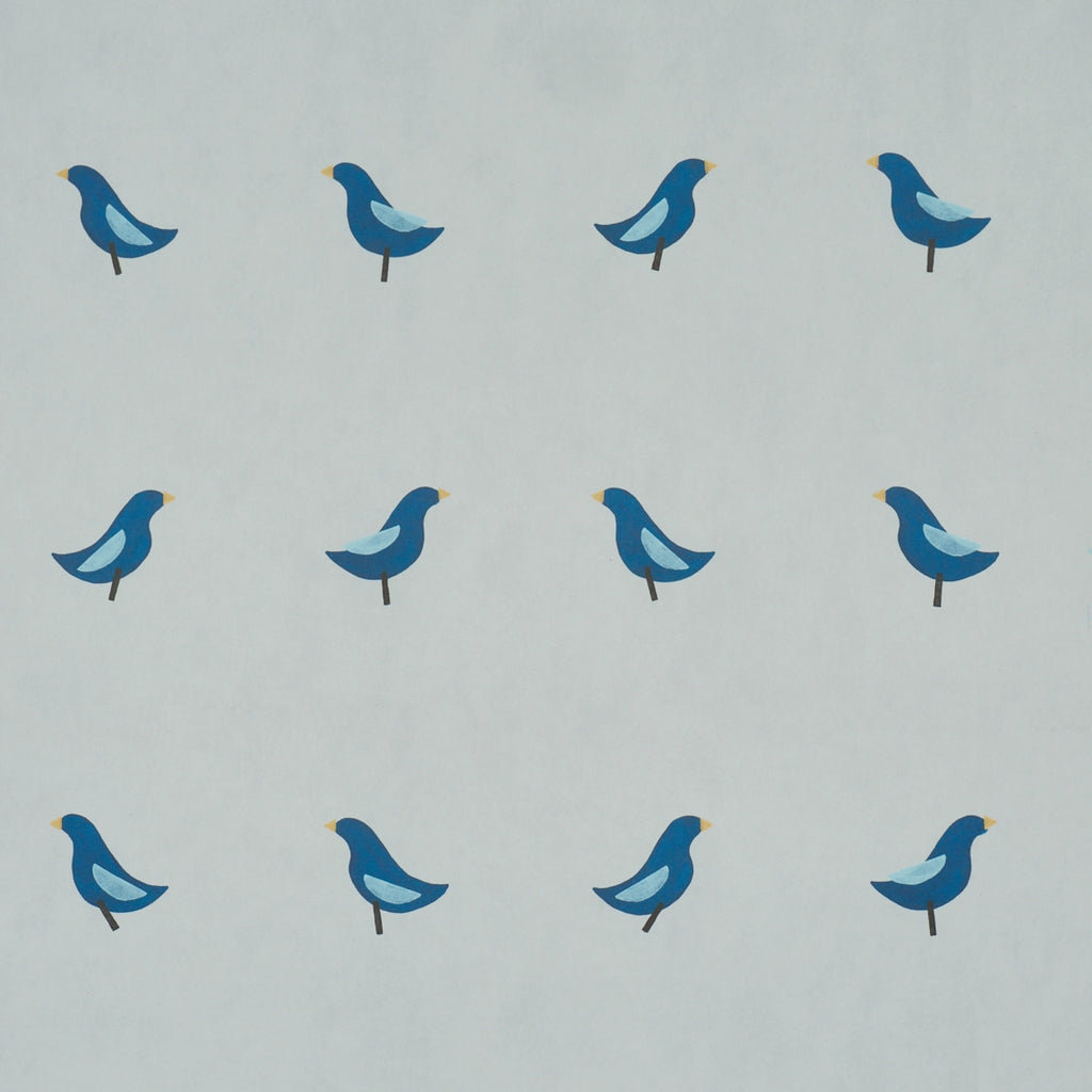 Birds Print Wallpaper - Navy On Sky