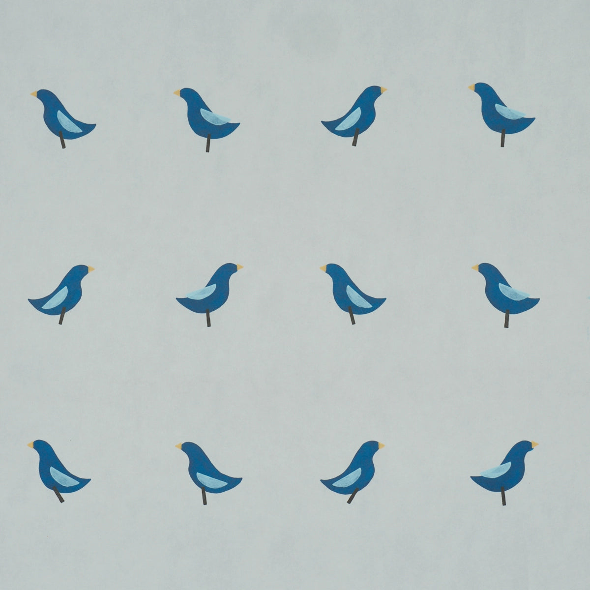 Birds Print Wallpaper - Navy On Sky