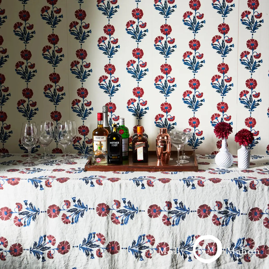 Dianthus Print Wallpaper in an interior setting