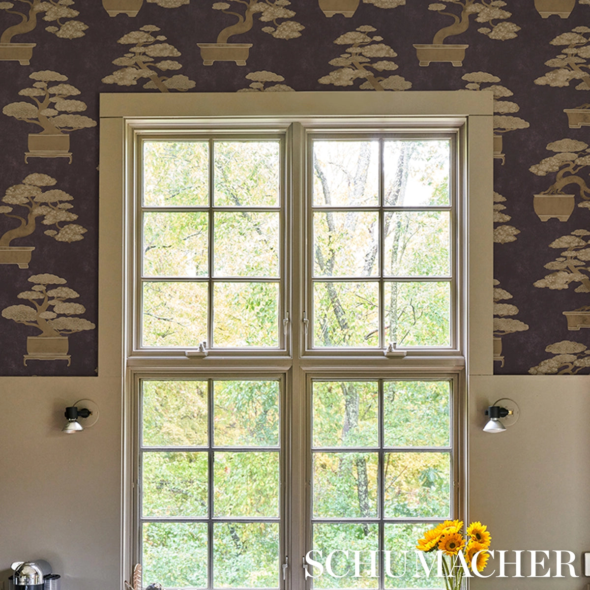 Bonsai Tree Wallpaper in an interior setting