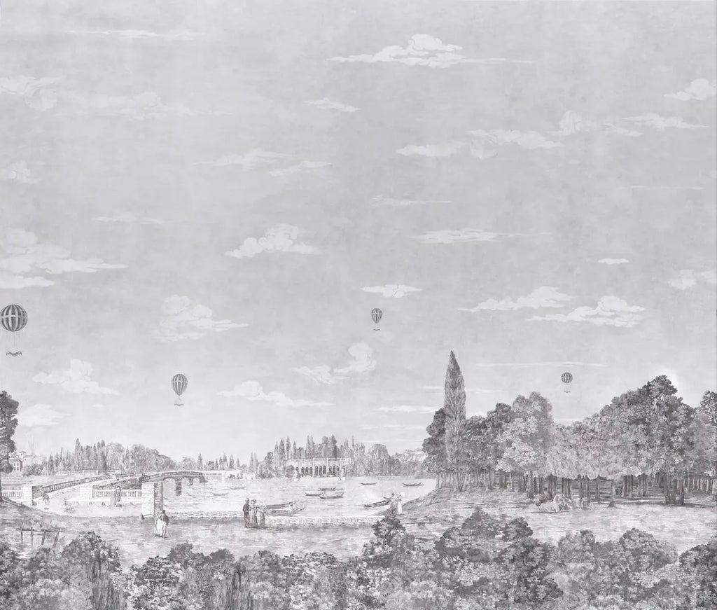 Promenade 4 Panel Set Wallpaper - Grisaille
