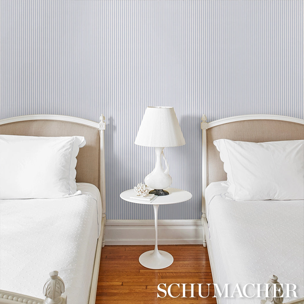 Mathis Ticking Stripe Wallpaper in an interior setting