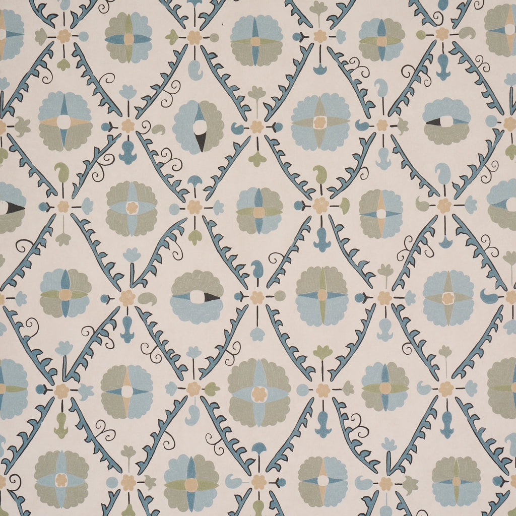 Amal Wallpaper - Calm Blue/Laurel Green