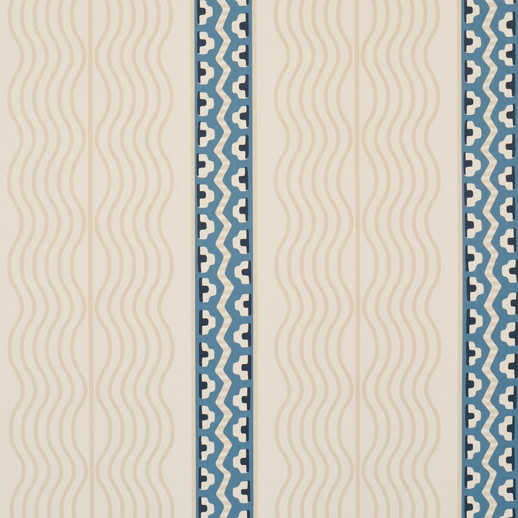 Crème Anglaise Wallpaper - English Cream/Denim Blue