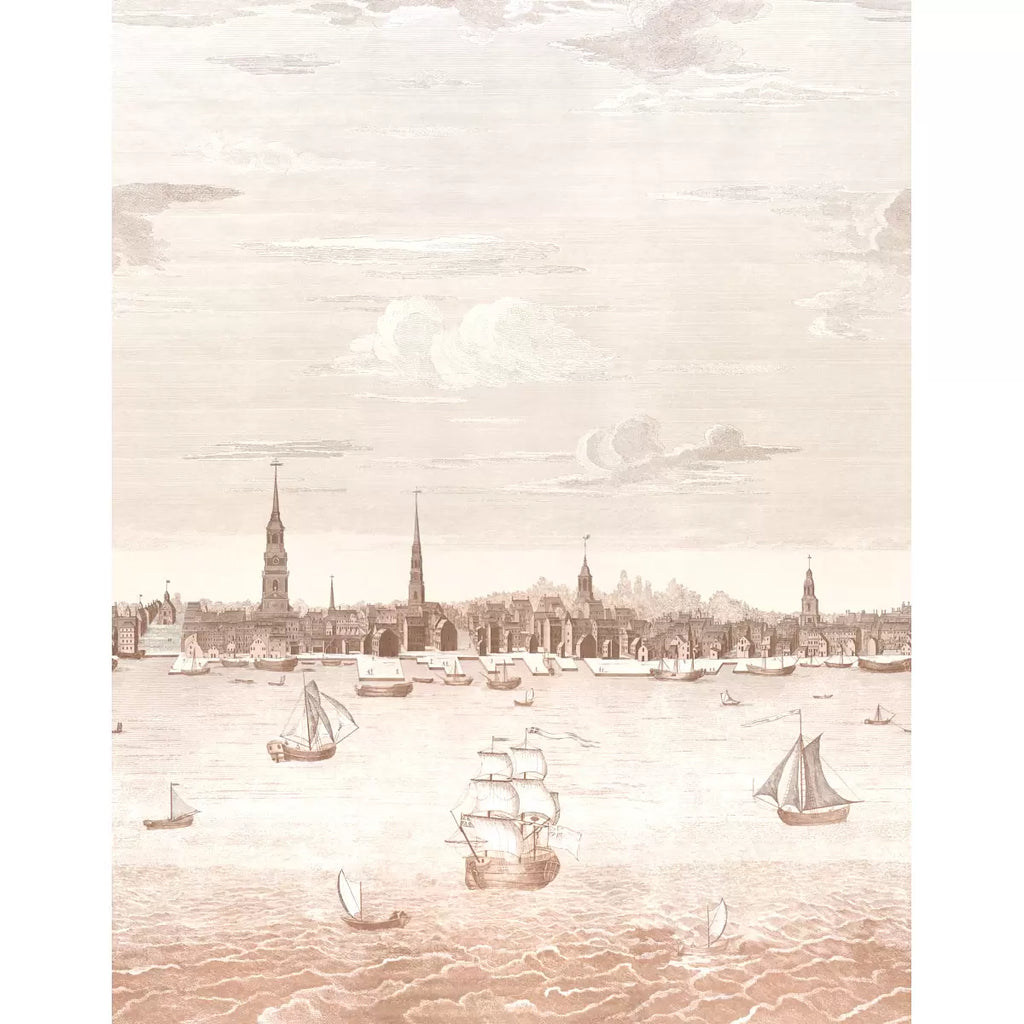 Philadelphia Harbor 3 Panel Set Wallpaper - Sepia