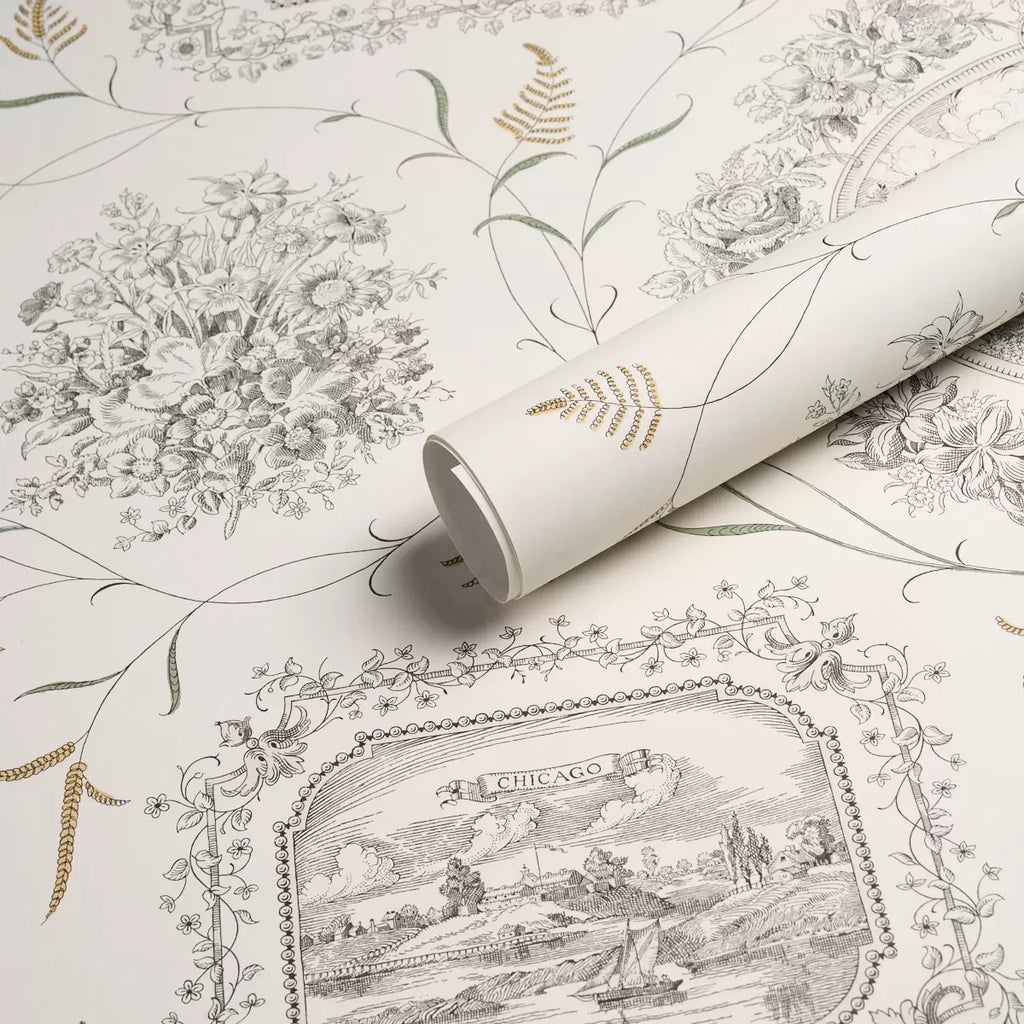 Century Scenic Toile Wallpaper in an interior setting