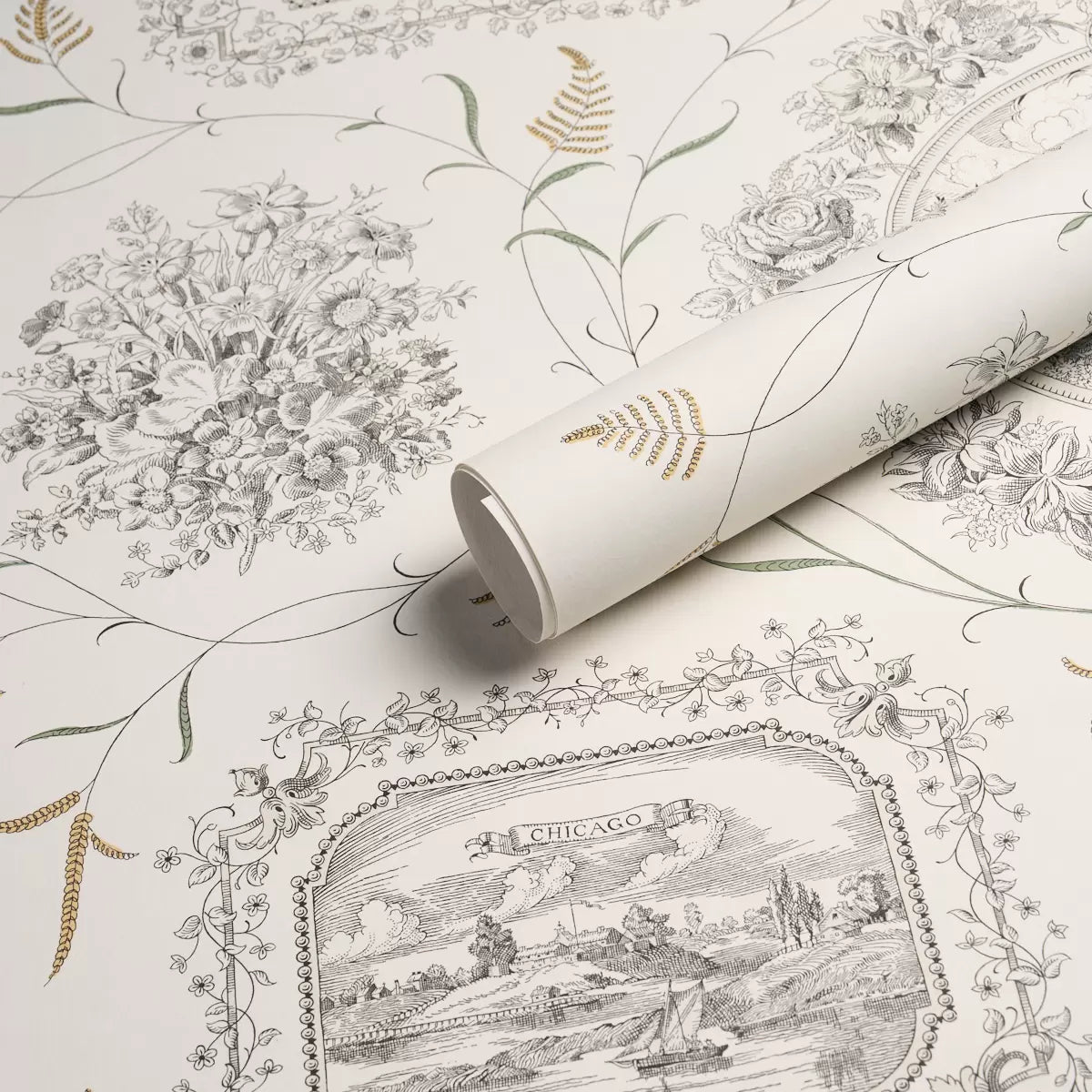 Century Scenic Toile Wallpaper in an interior setting