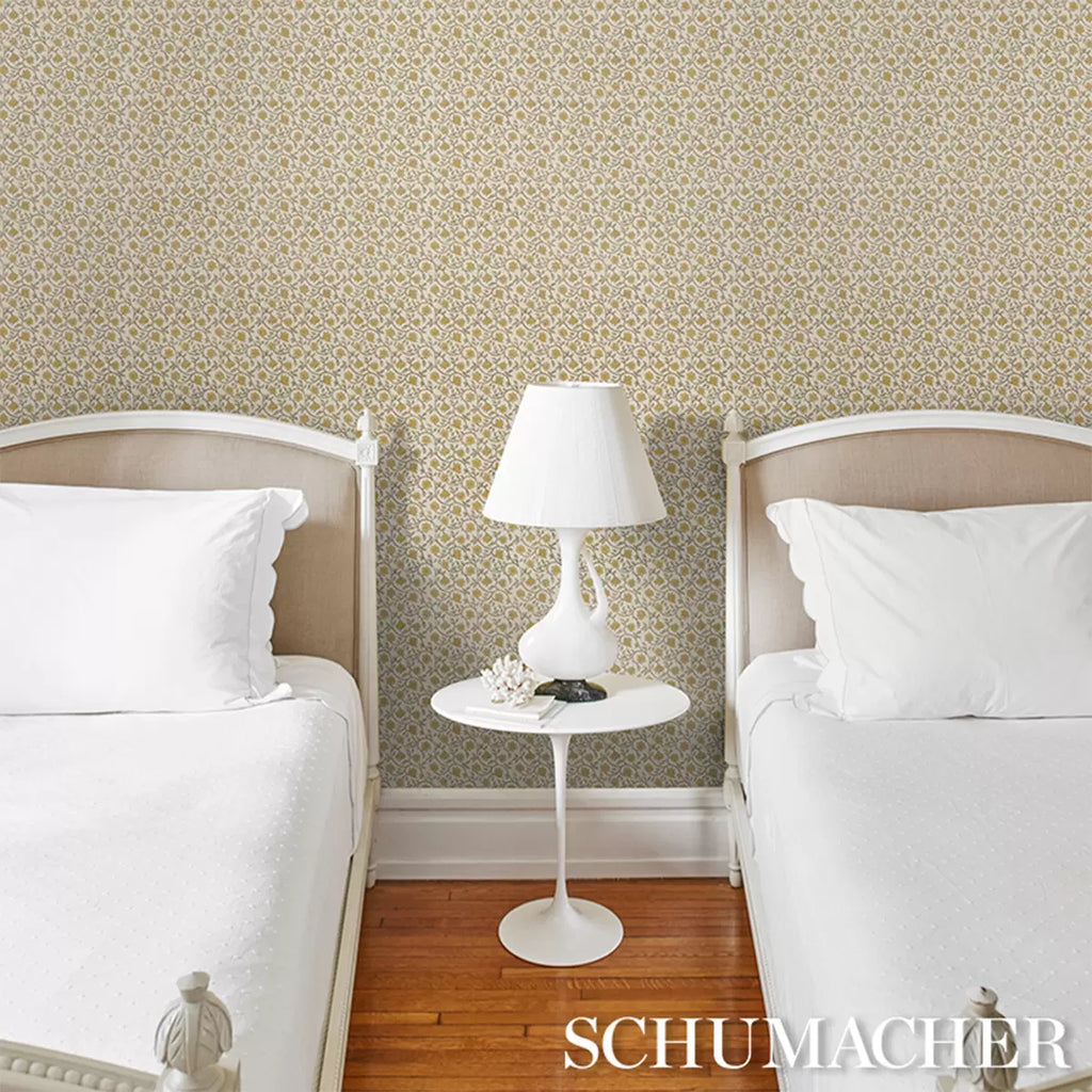 Malaya Hand-Block Print Wallpaper in an interior setting