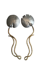 Load image into Gallery viewer, silver and gold lily pad salad utensils