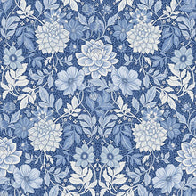 Load image into Gallery viewer, Dahlia Garden Wallpaper - Blue And White