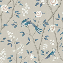 Load image into Gallery viewer, Paradise Birds Wallpaper - Turquoise Shimmer