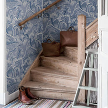 Load image into Gallery viewer, Indigo Garden Wallpaper in an interior setting