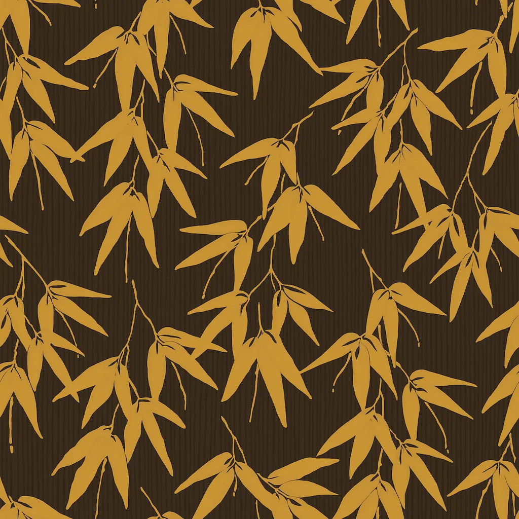 Bamboo Garden Wallpaper - Brown And Gold