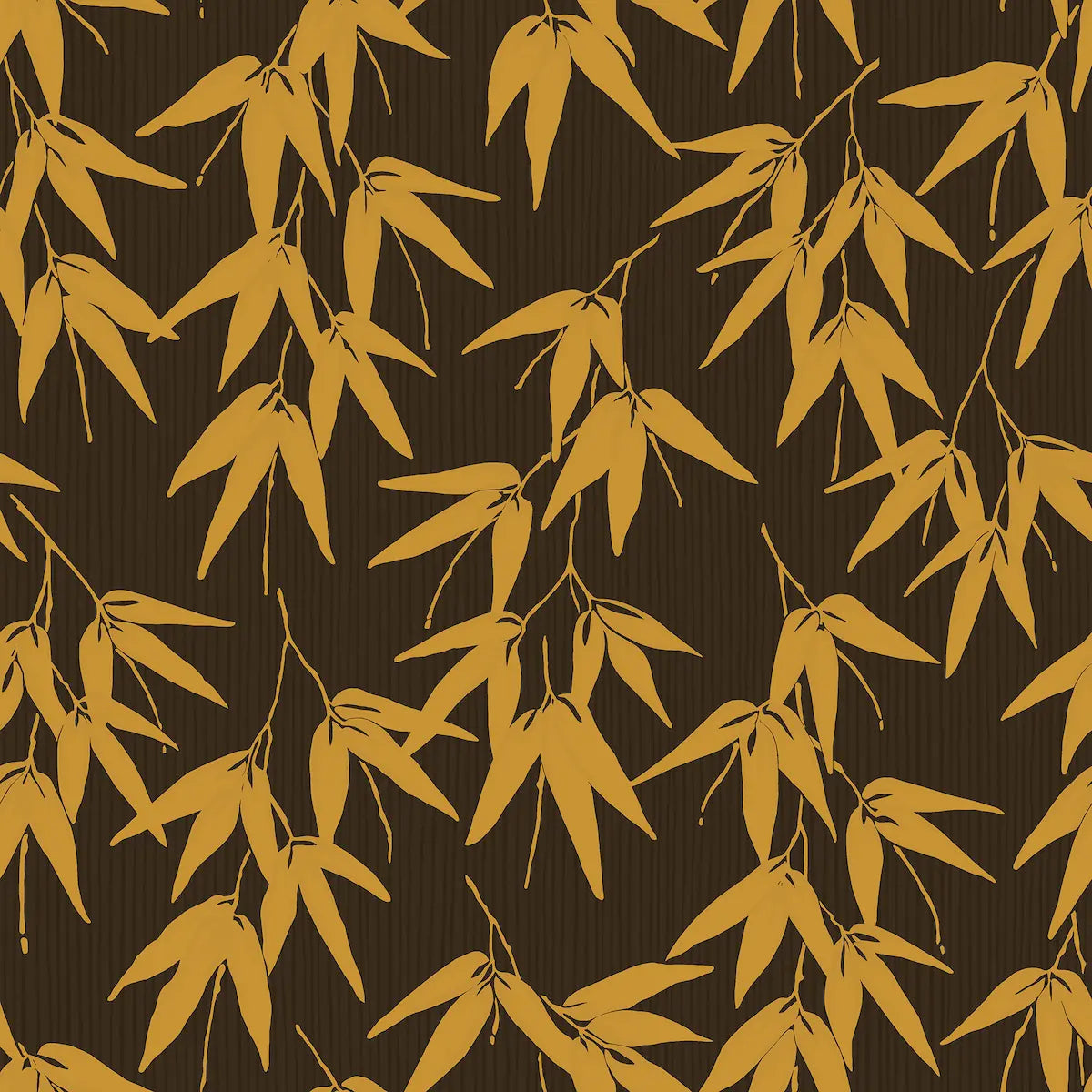 Bamboo Garden Wallpaper - Brown And Gold