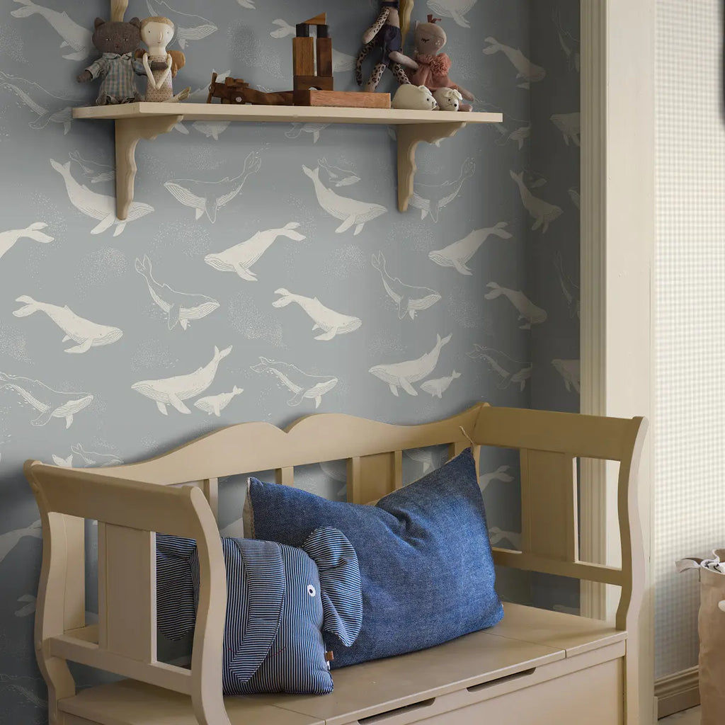 Whales Wallpaper in an interior setting