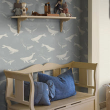 Load image into Gallery viewer, Whales Wallpaper in an interior setting