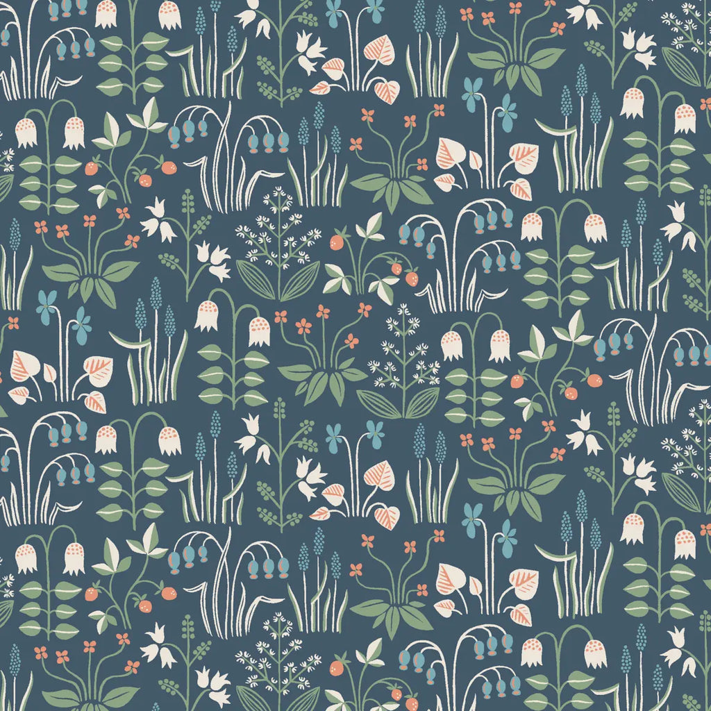 Strawberry Field Wallpaper - Navy