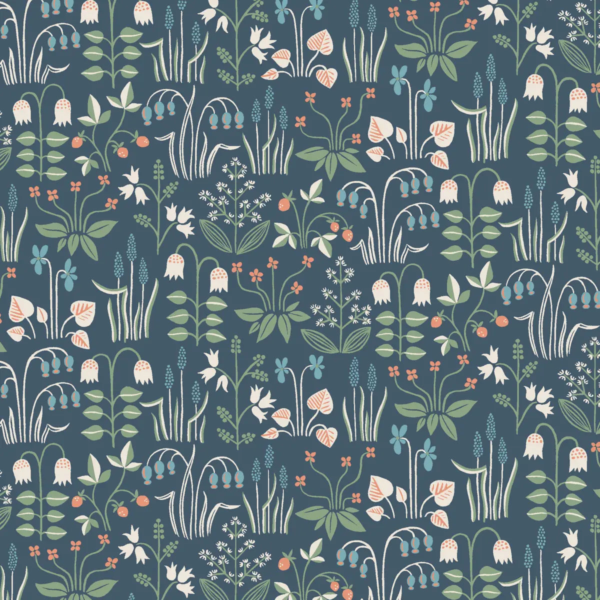Strawberry Field Wallpaper - Navy