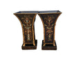 pair of tole-ware hand painted gilt and black planters