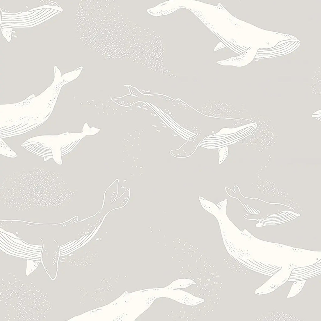 Whales Wallpaper - Grey