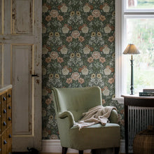 Load image into Gallery viewer, Dahlia Garden Wallpaper in an interior setting