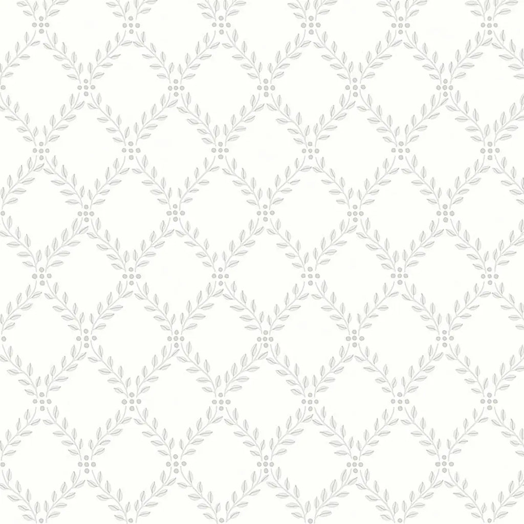 Trellis Leaves Wallpaper - Grey