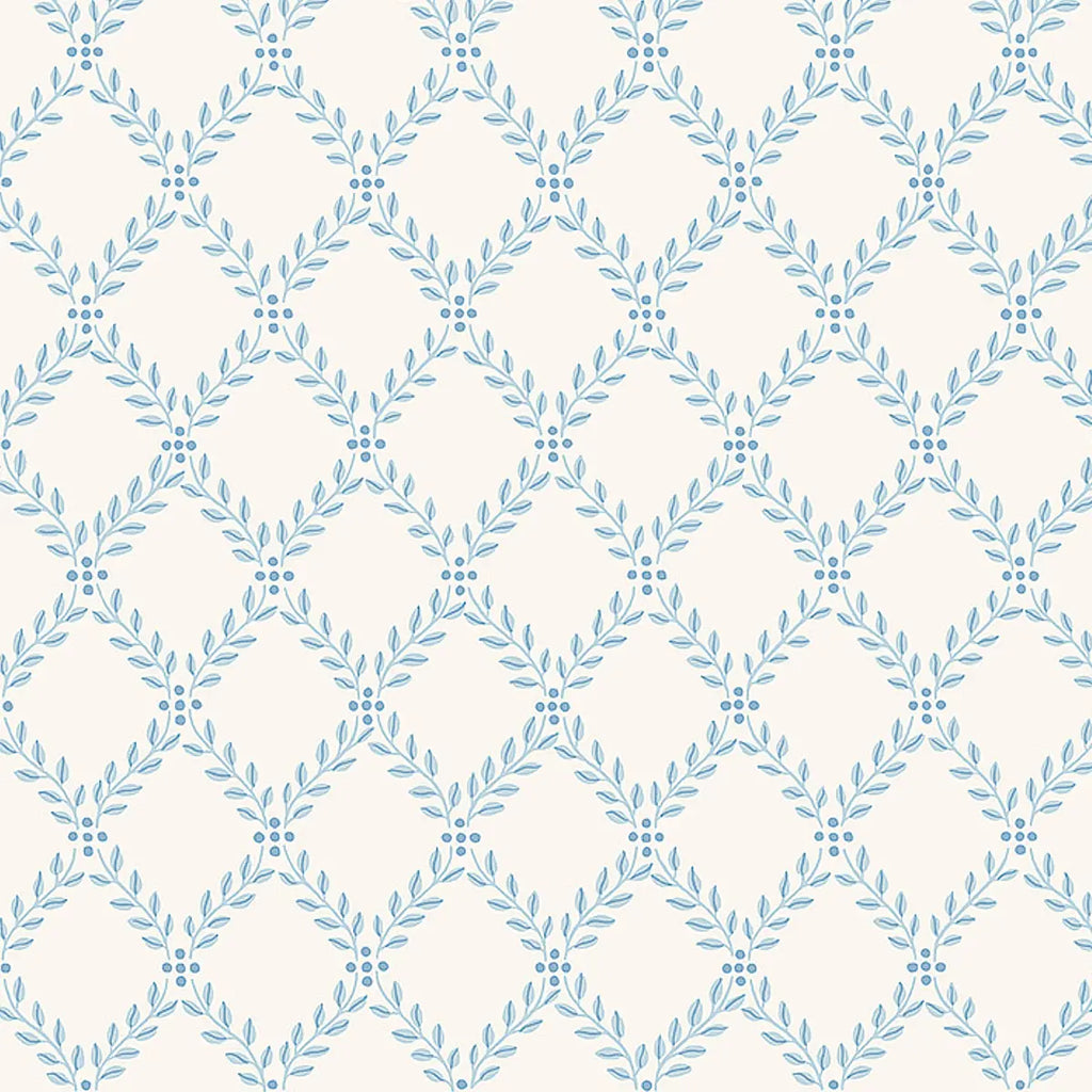 Trellis Leaves Wallpaper - Blue