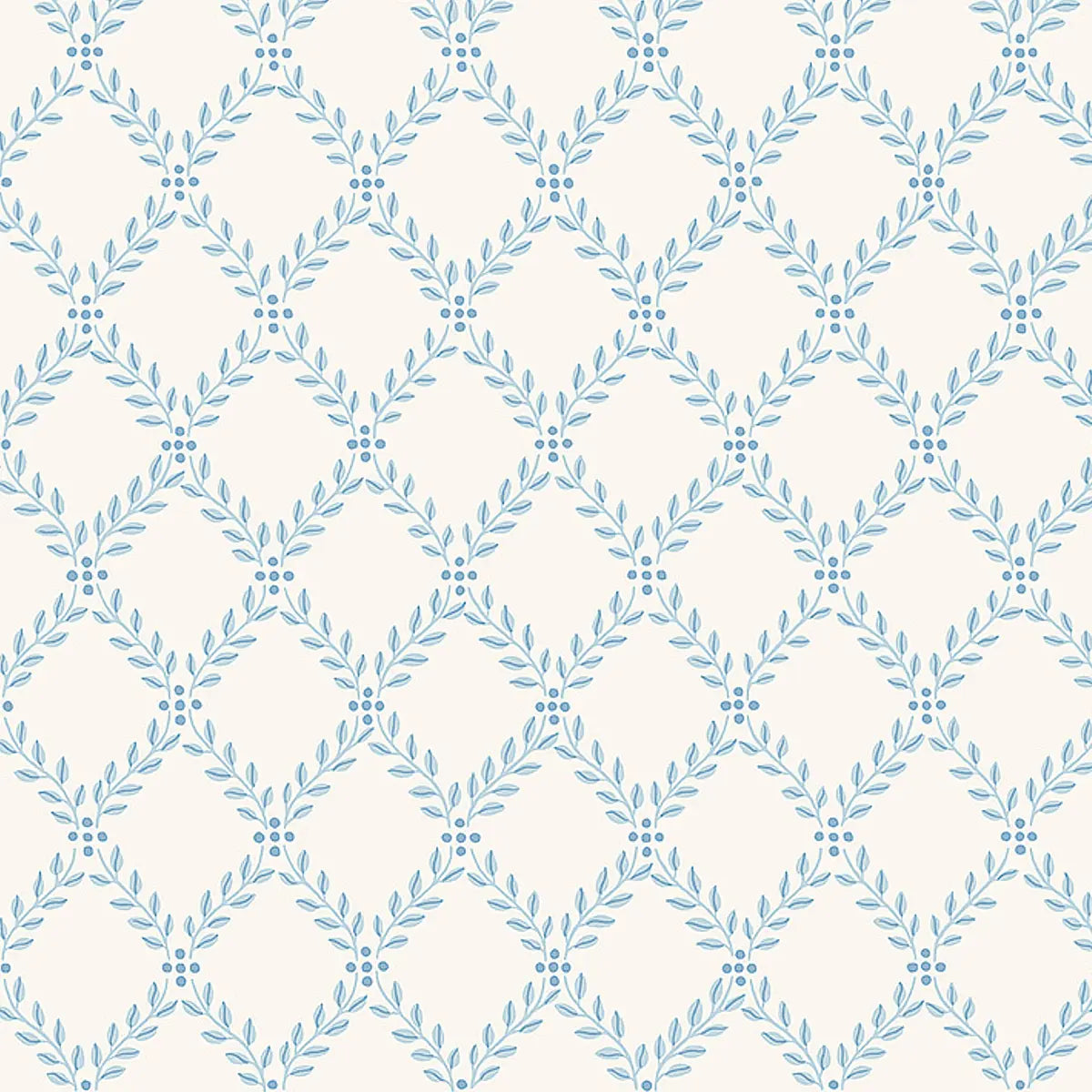 Trellis Leaves Wallpaper - Blue