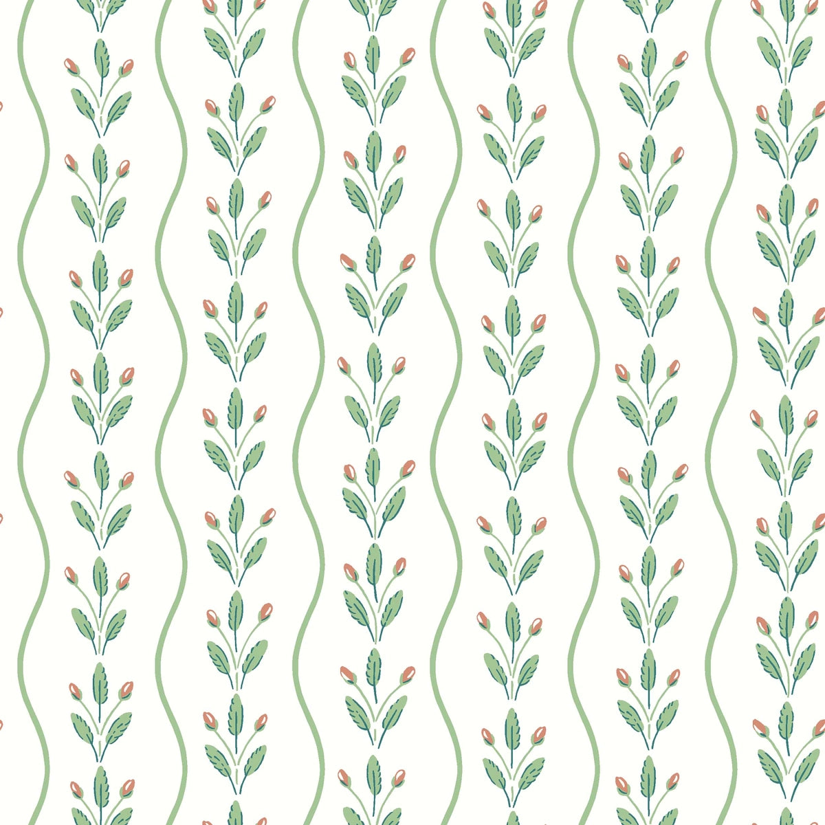 Flower Buds Wallpaper - Green