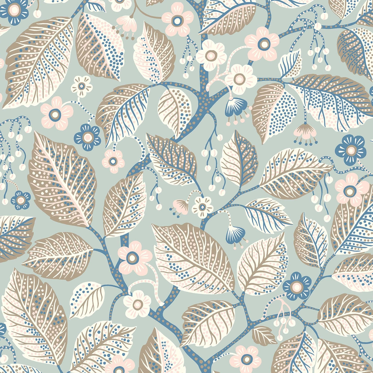 Elm Tree Wallpaper - Blue And Pink