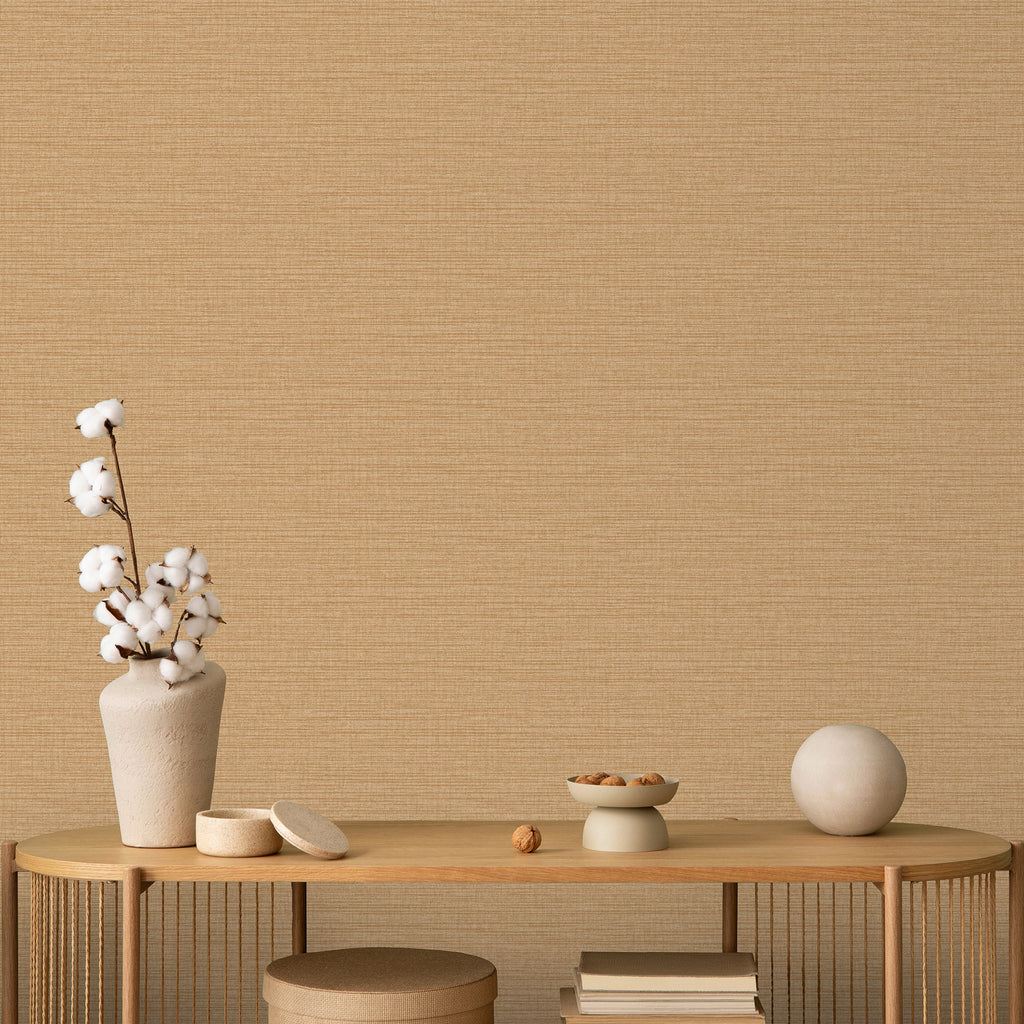 Horizontal Stria Texture Wallpaper - Mustard room view