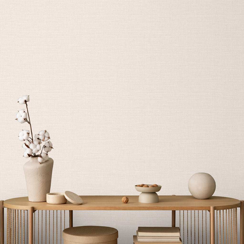 Horizontal Stria Texture Wallpaper - Beige room view