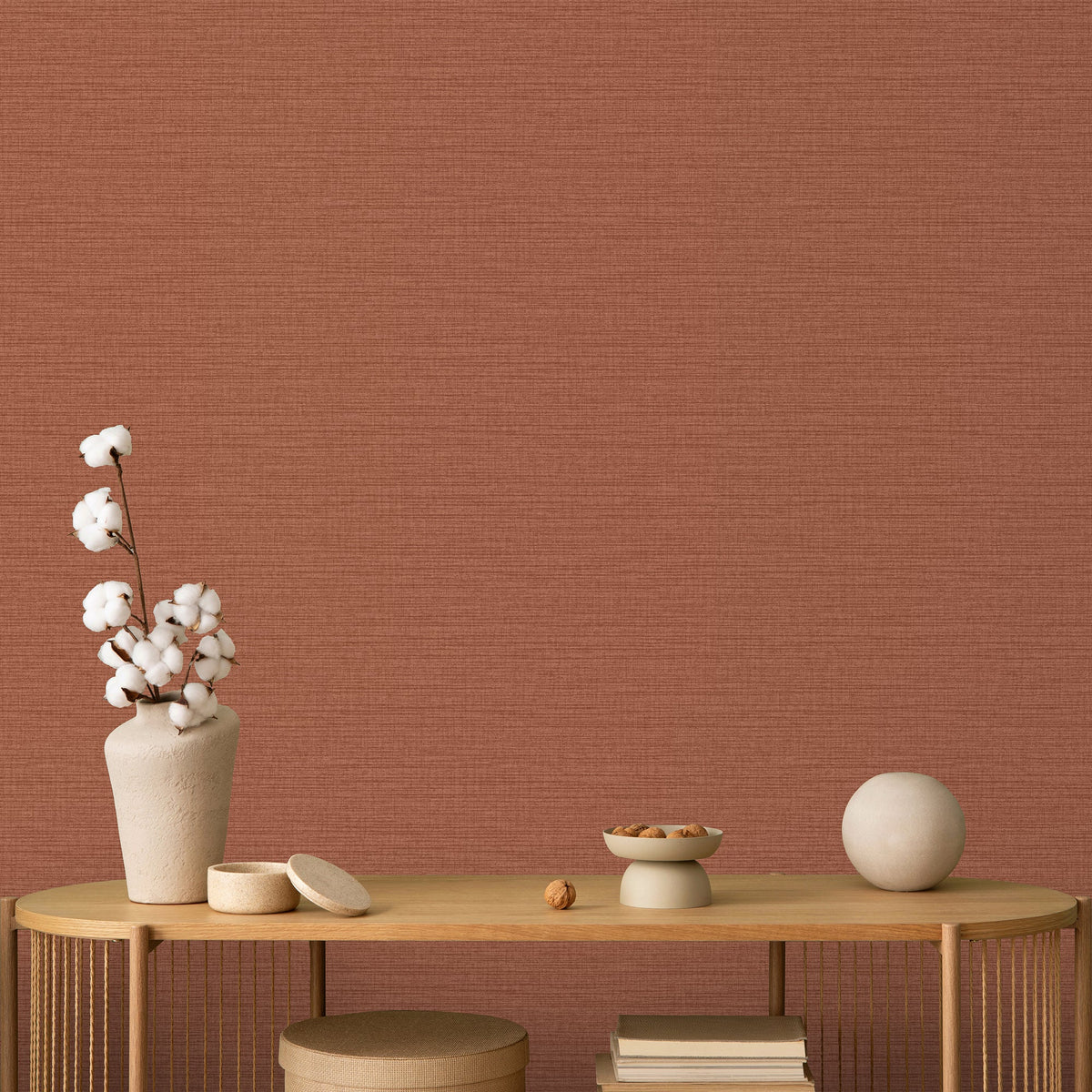 Horizontal Stria Texture Wallpaper - Orange room view