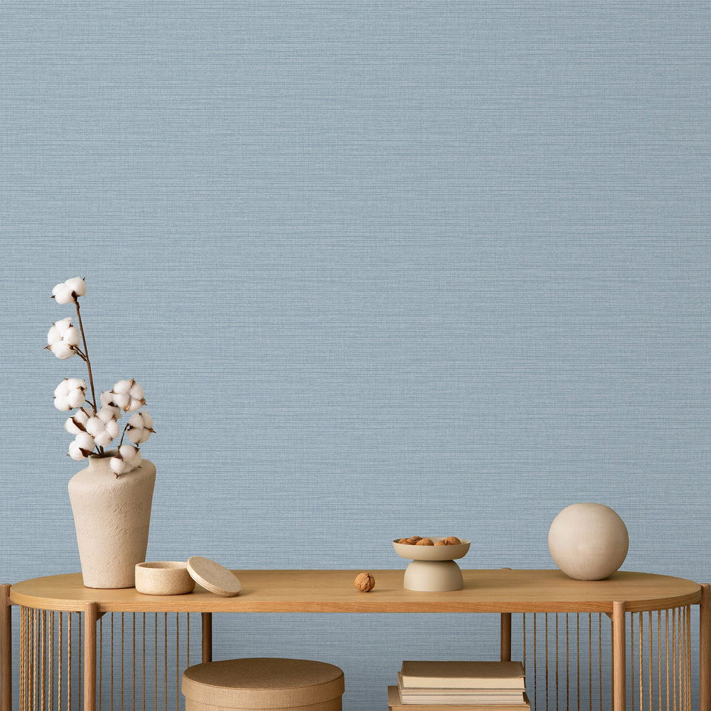 Horizontal Stria Texture Wallpaper - Blue room view