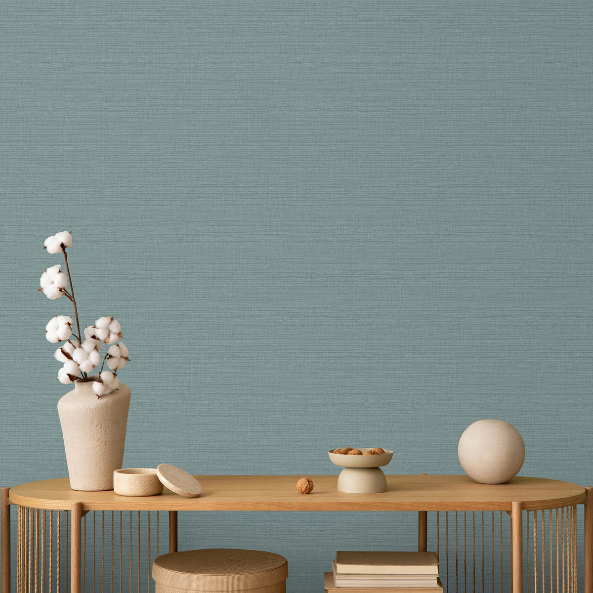 Horizontal Stria Texture Wallpaper - Green room view