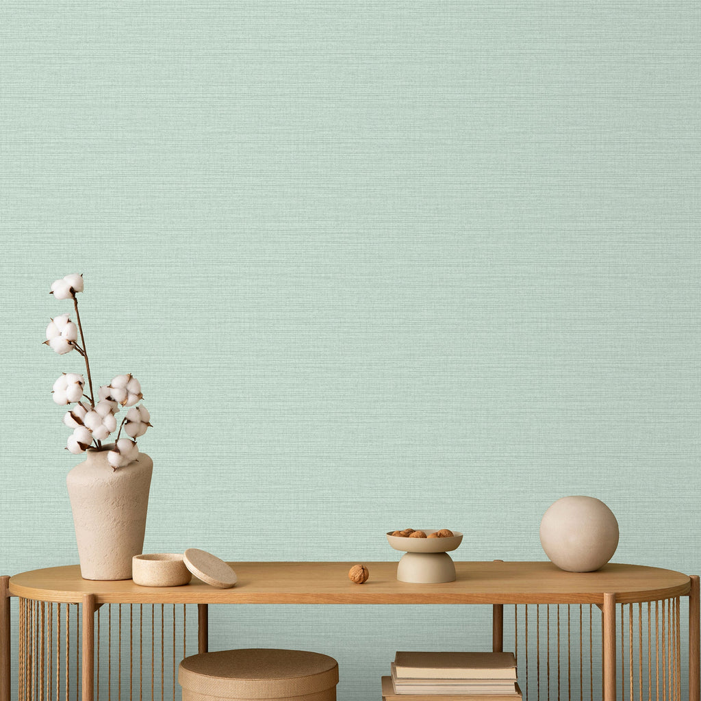 Horizontal Stria Texture Wallpaper - Teal room view