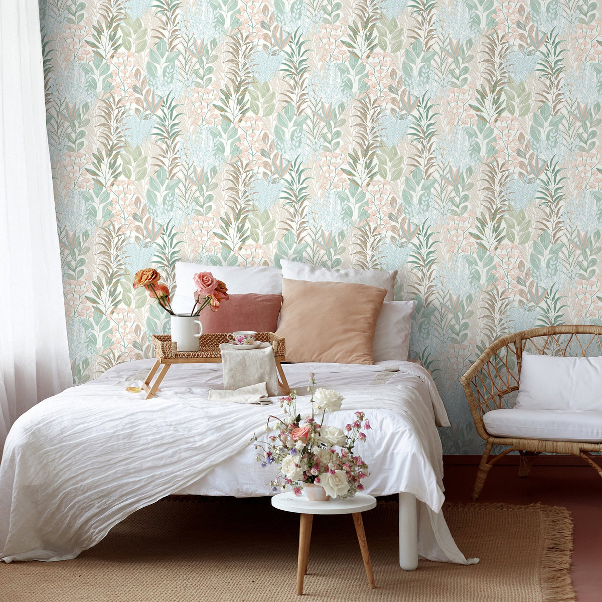 Serene Meadow Wallpaper - Teal room view
