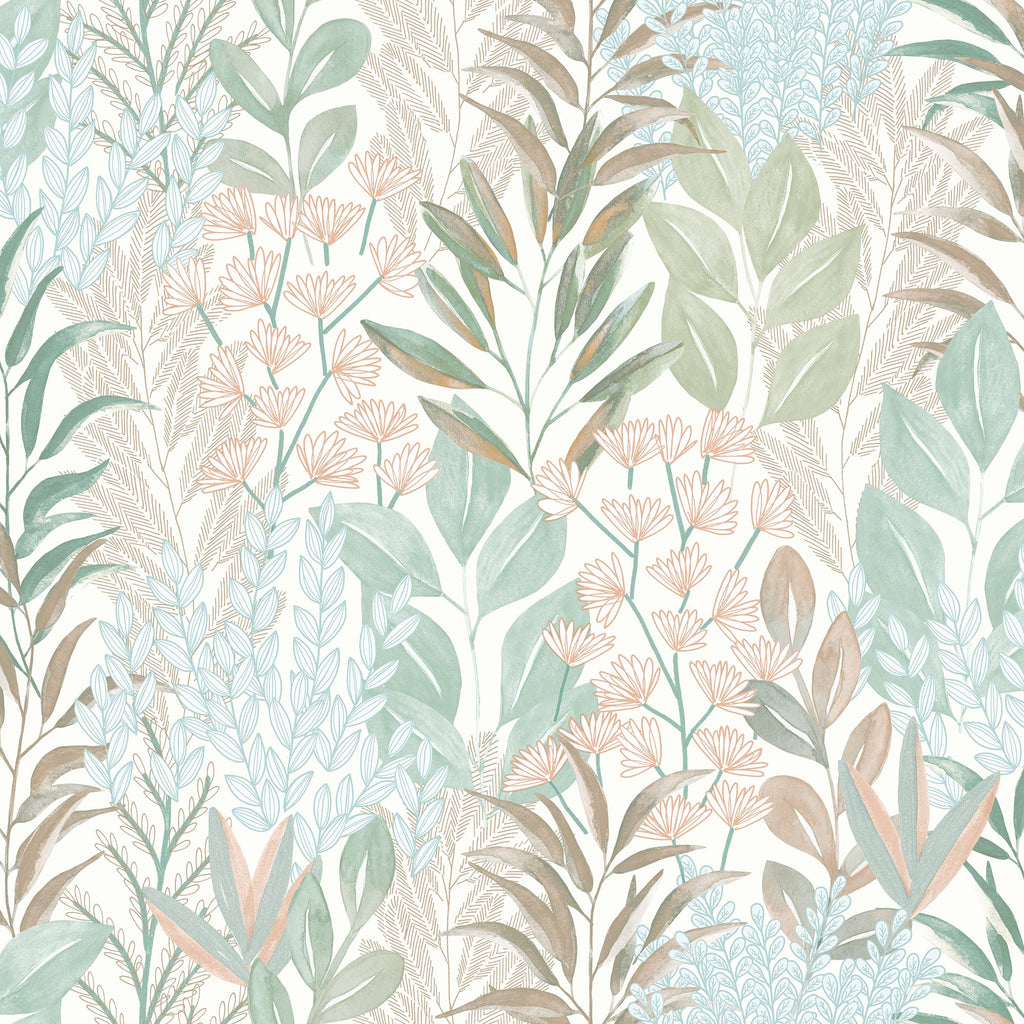 Serene Meadow Wallpaper - Teal pattern
