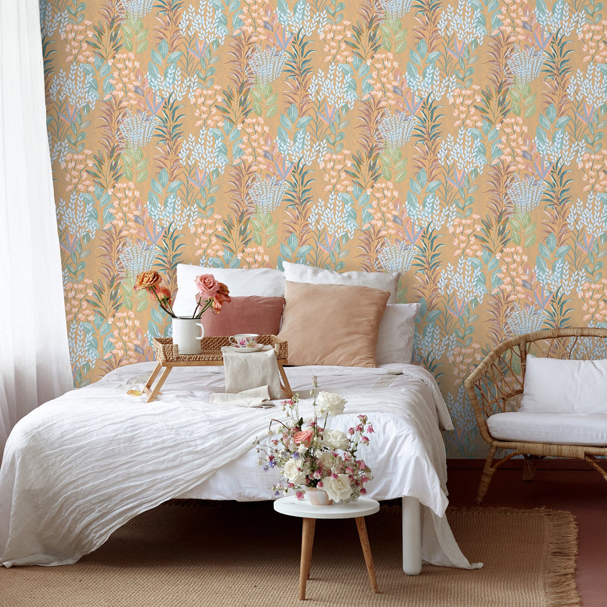 Serene Meadow Wallpaper - Orange room view