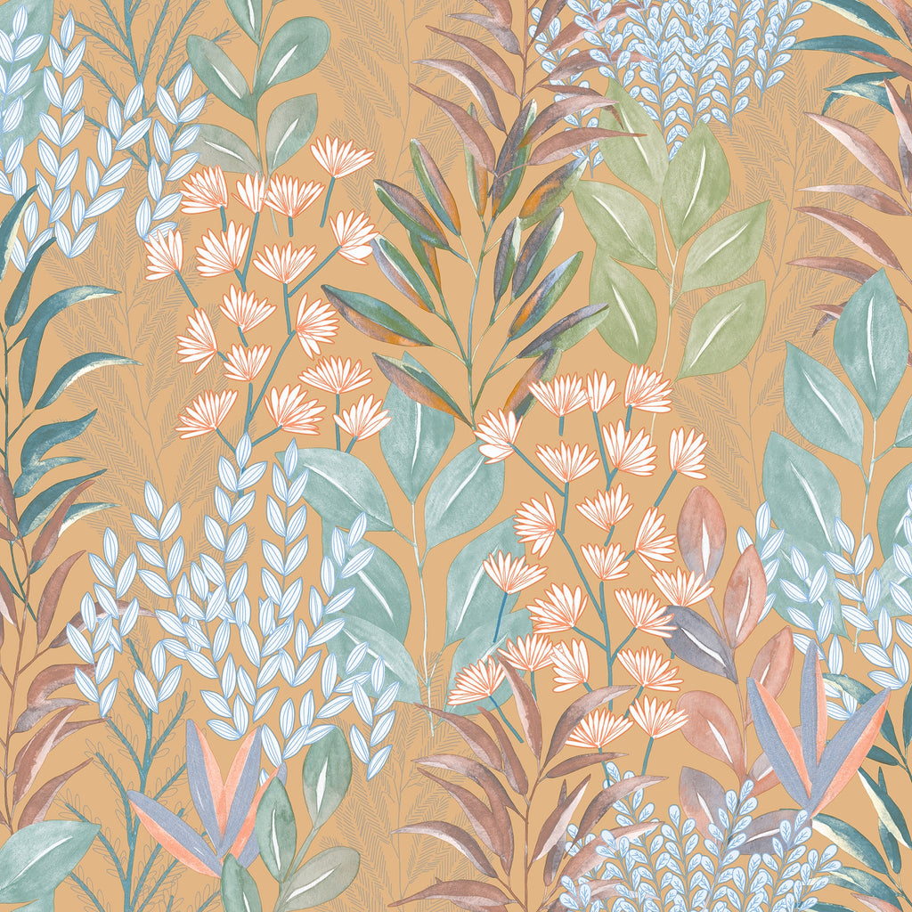 Serene Meadow Wallpaper - Orange pattern