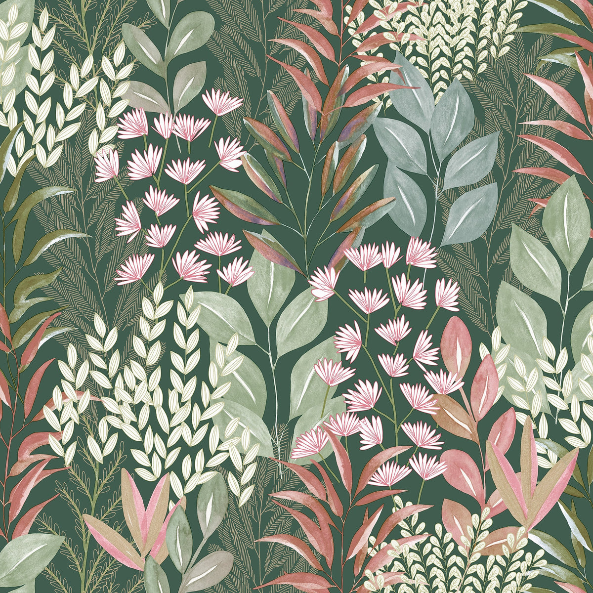 Serene Meadow Wallpaper - Green pattern