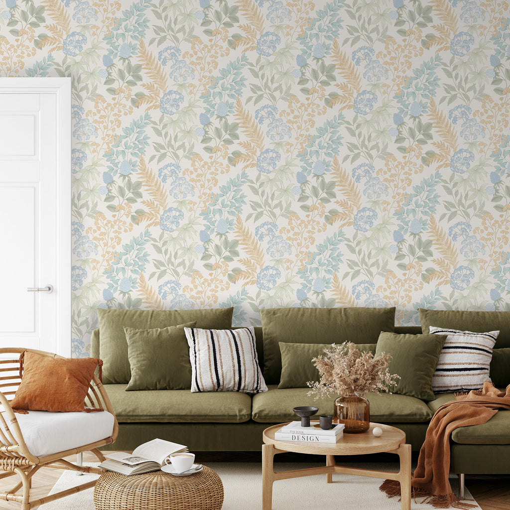 Gilded Bloom Wallpaper - Cream room view