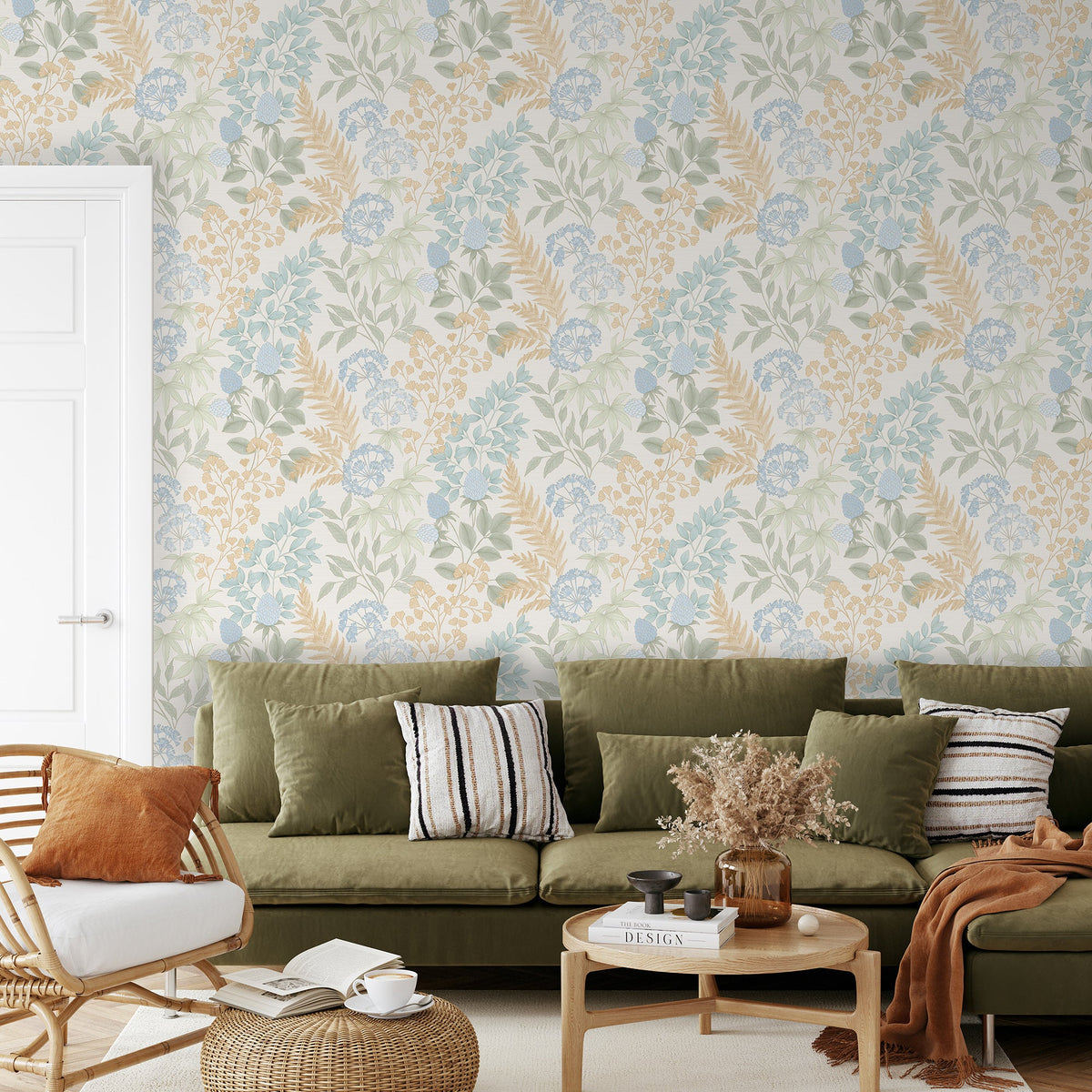 Gilded Bloom Wallpaper - Cream room view